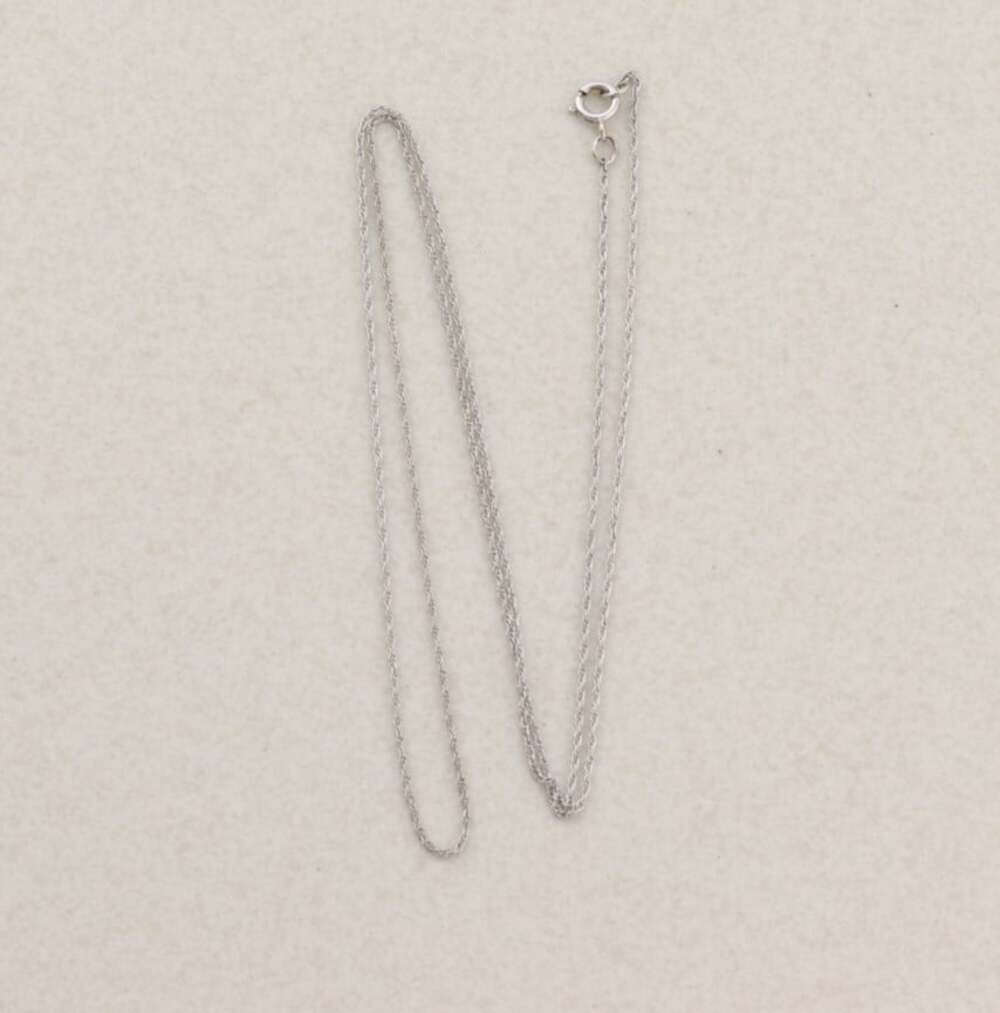 10k White Gold Dainty Delicate Thin Chain Necklace 18.25" Prince of Wales Style